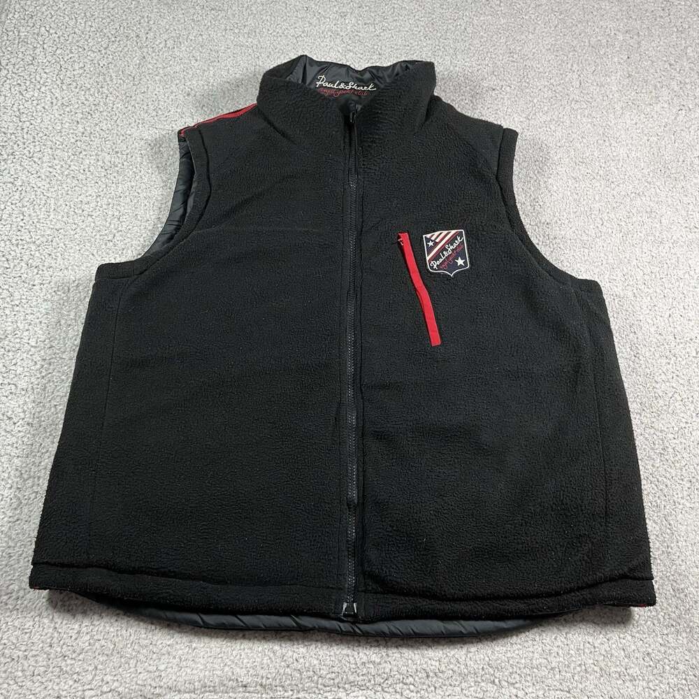 Paul & Shark Vest Mens M Black Fleece Reversible Puffer Vintage Italy Cool Touch